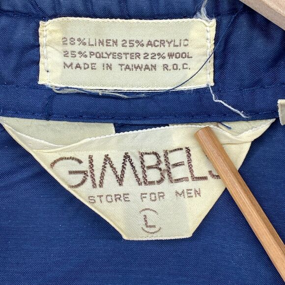 GIMBELS Shirt Mens L Wool Linen Blend Flannel Plaid Shacket Western Red Blue - Picture 6 of 11